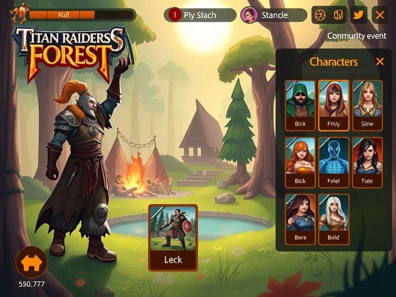Character selection screen showing diverse heroes in Titan Raiders Forest Fury