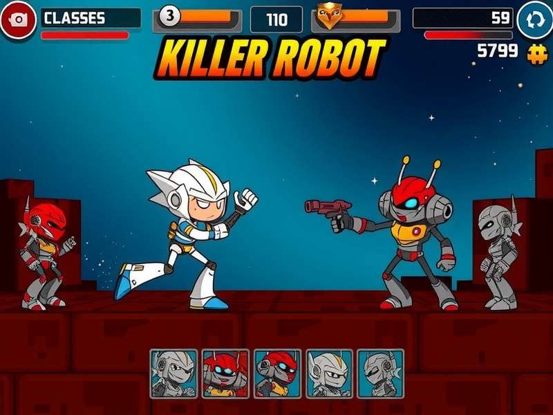 Killer Robo Chaos gameplay screenshot showing robot combat