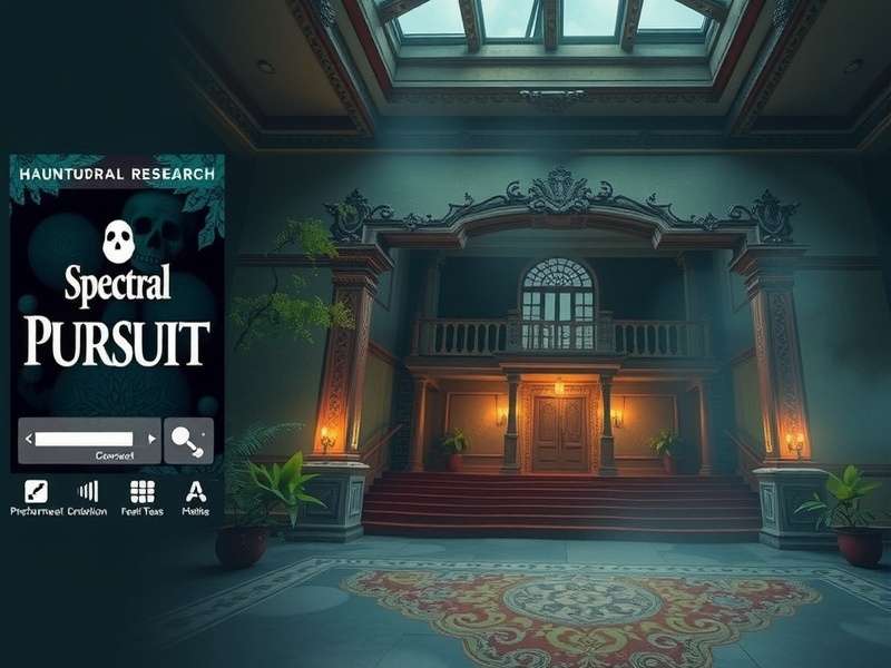 Spectral Pursuit Game Cover Art showing haunted Indian mansion