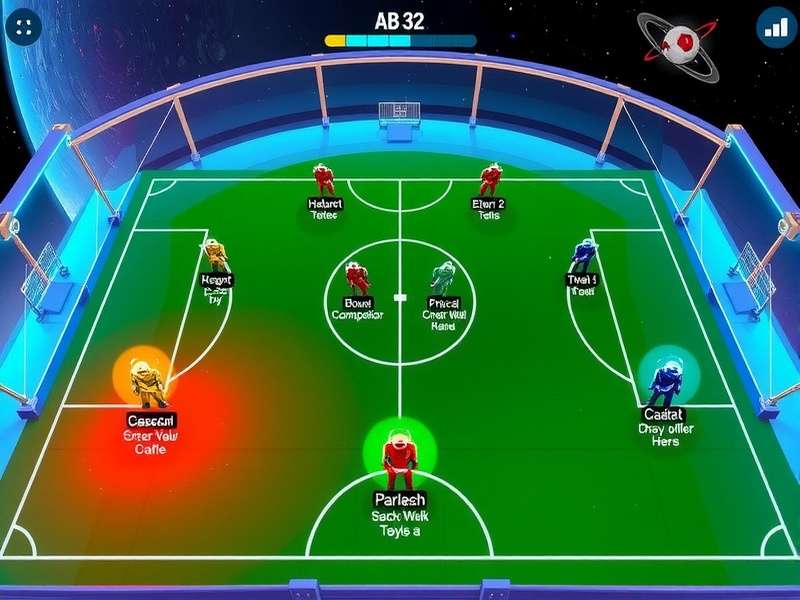 Galactic Handball Odyssey gameplay screenshot showing cosmic arena