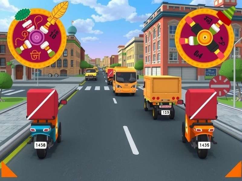 Prompt Delivery Game Interface showing delivery routes and vehicles