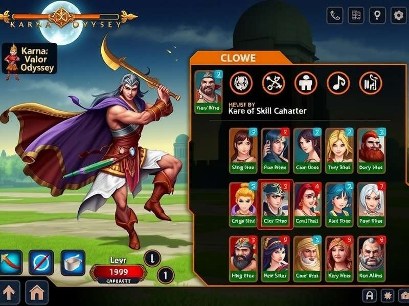 Karna S Valor Odyssey character progression and skill tree interface