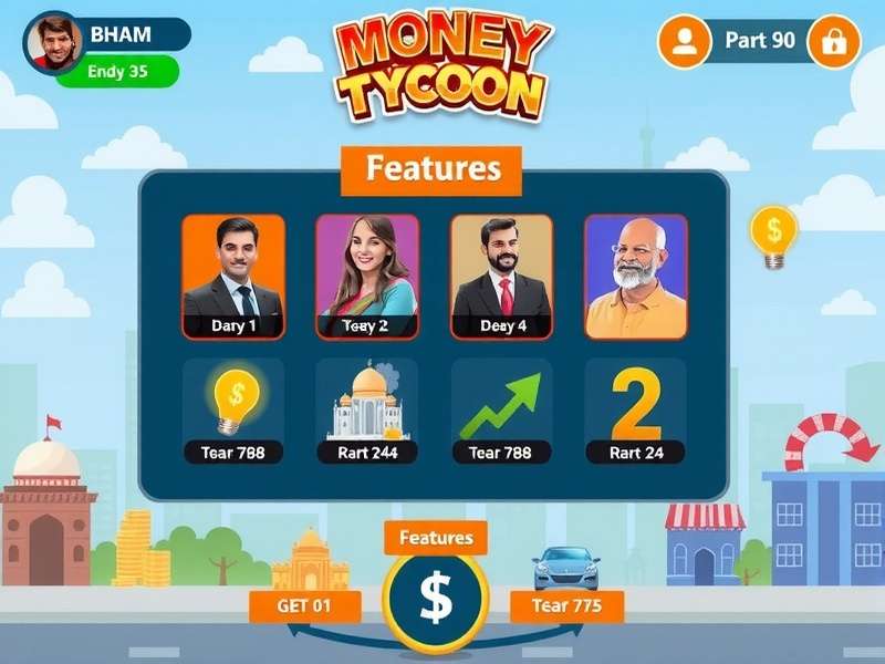 Money Tycoon Bharat gameplay interface showing business management