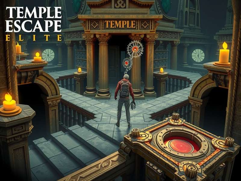 Temple Escape Elite gameplay showing character navigating ancient temple