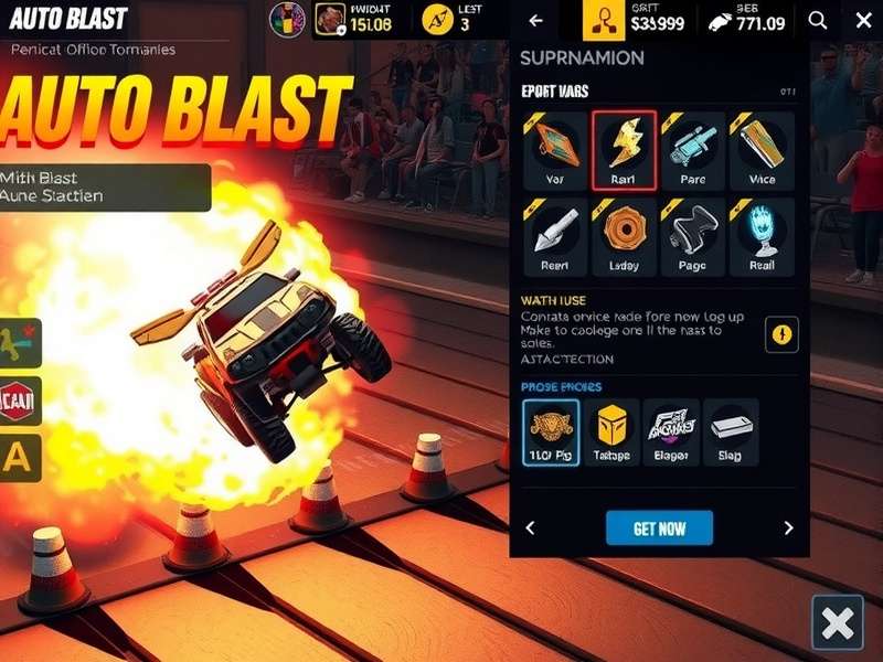 Auto Blast vehicle customization screen showing various upgrade options