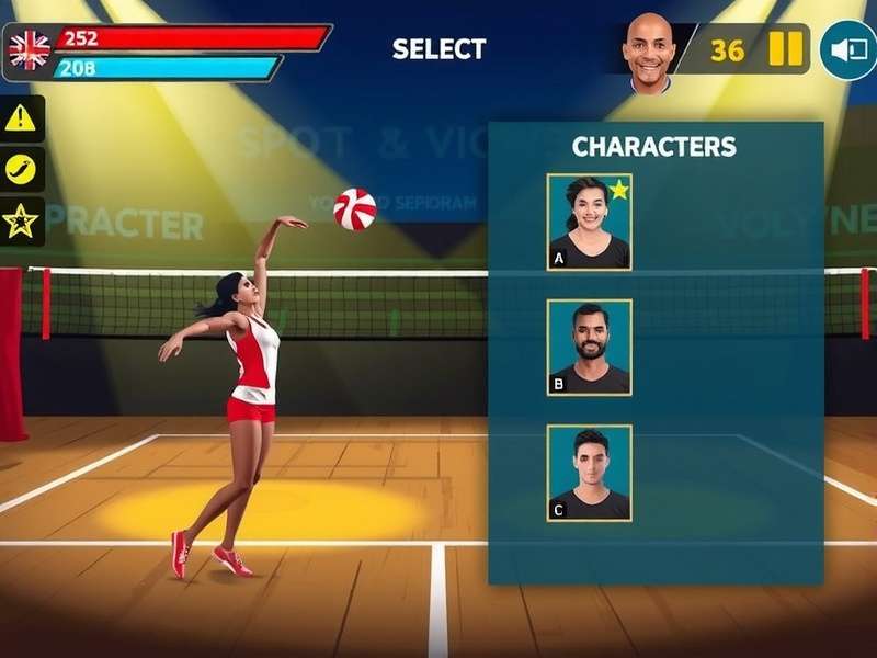 Supreme Indian Spikers gameplay screenshot showing volleyball action