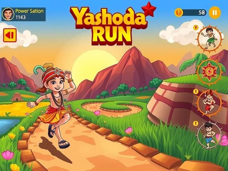 Yashoda S Blessing Run gameplay screenshot showing character running through vibrant Indian landscape