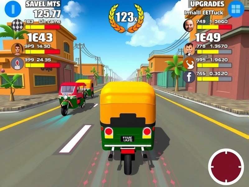 Tuk Tuk Rush Maestro gameplay showing colorful auto rickshaws racing through Indian streets