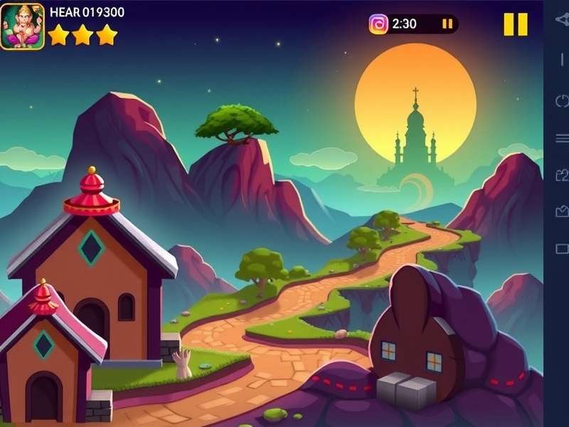 Ganesha S Reward Road gameplay screenshot showing mystical Indian landscapes