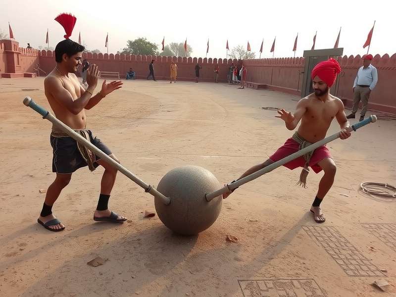 Patthar Gladiators demonstration showing traditional stone combat techniques
