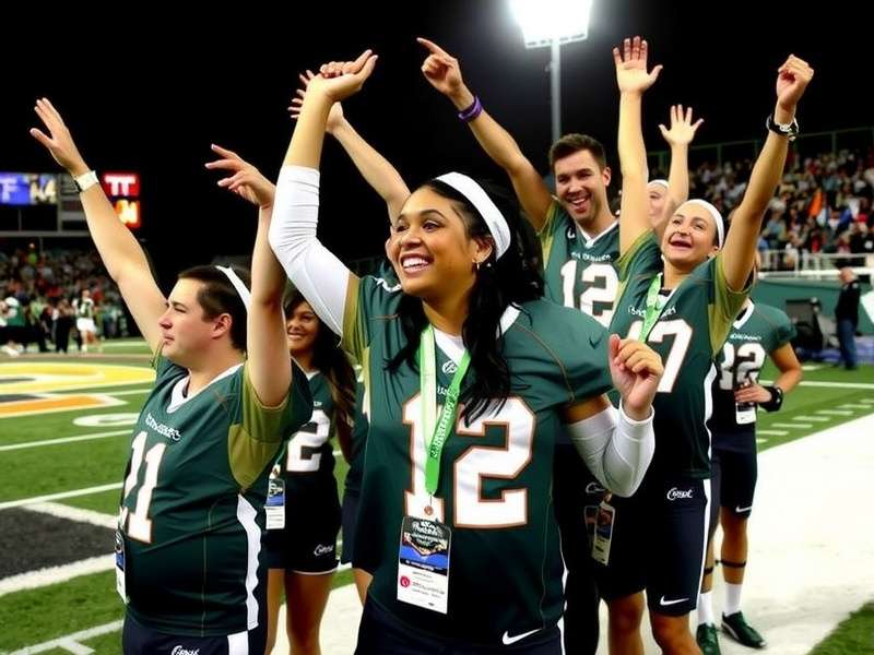 BombSquad players celebrating a win with high-fives and excited expressions