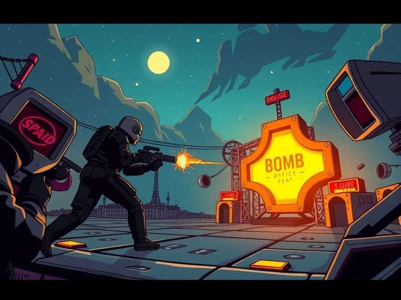 BombSquad gameplay screenshot showing chaotic multiplayer action with explosions