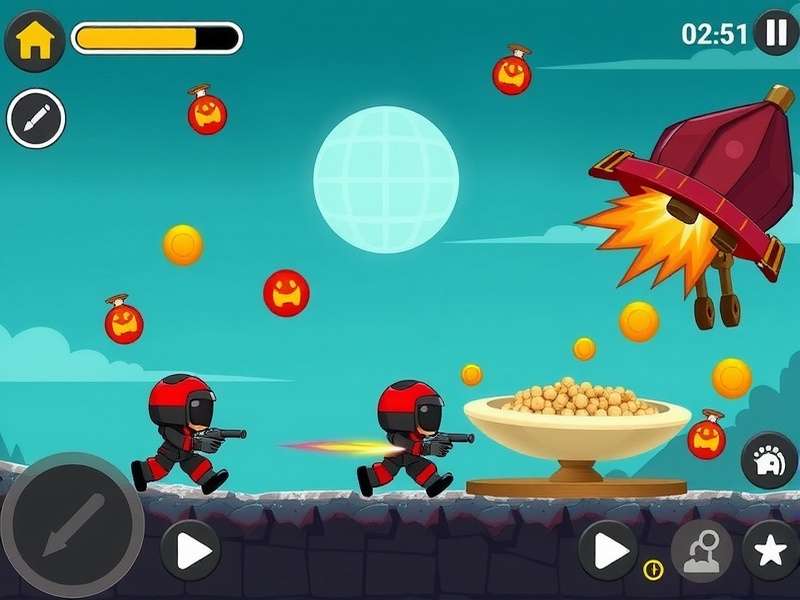 BombSquad iOS gameplay showing chaotic multiplayer action with colorful characters and explosions