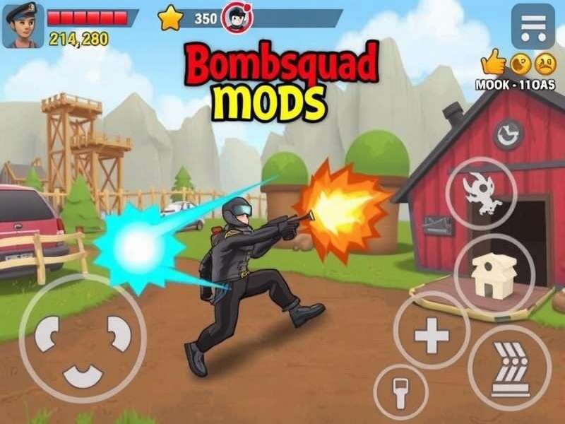 BombSquad Mods Android gameplay screenshot showing custom characters and maps