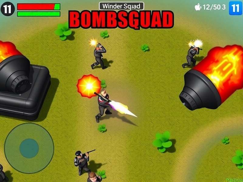 BombSquad gameplay on Windows 11 showing colorful characters and explosive action