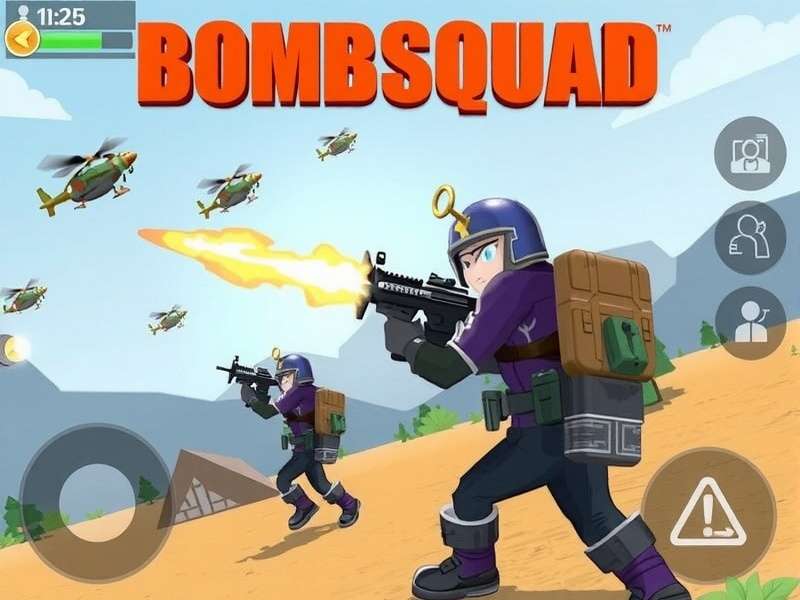 BombSquad gameplay screenshot showing characters throwing bombs in a vibrant arena