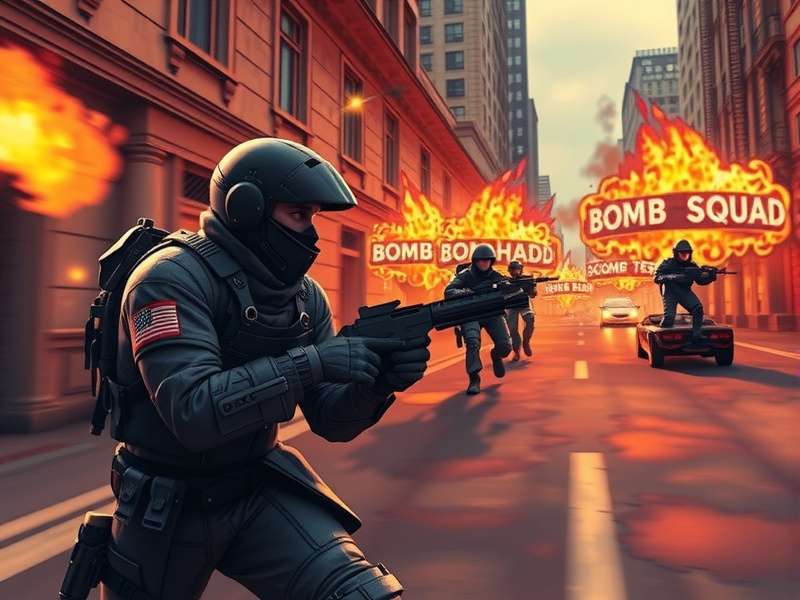 BombSquad epic in-game action with multiple characters and explosions in a vibrant arena