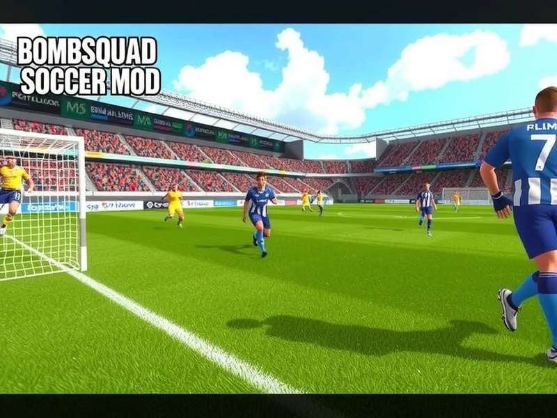 Bombsquad Soccer Mod gameplay action shot with Indian stadium vibe